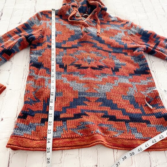 Men’s AE Aztec Southwestern Knit Hoodie | Boho Seriously Soft Pullover Sweater S - Picture 8 of 11
